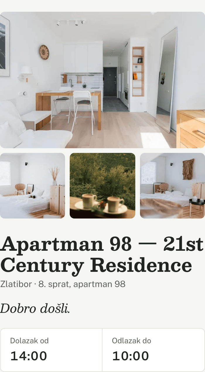 Vrh stranice za goste: fotografije apartmana, naziv i vreme dolaska